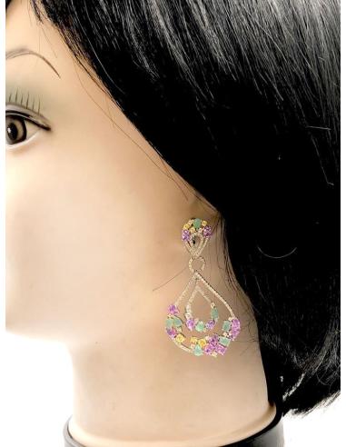 PENDIENTES PLATA LARGOS PARA NOVIAS DISEÑO ROMANTICO ESPECIAL BODAS