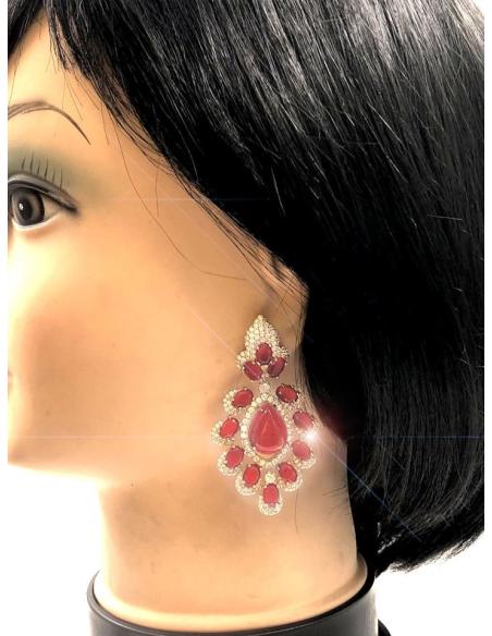 PENDIENTES DE PLATA LARGOS Y FUCSIAS JOYAS ELEGANTES PARA BODAS Y EVENTOS