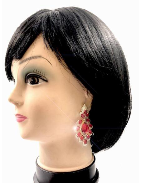 PENDIENTES DE PLATA LARGOS Y FUCSIAS JOYAS ELEGANTES PARA BODAS Y EVENTOS