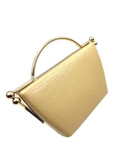 BOLSOS FIESTA BEIGE CON BOQUILLA VINTAGE Y ASA DORADA PARA BODAS