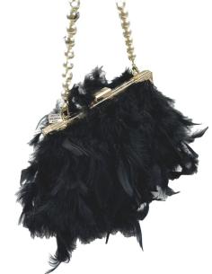 BOLSOS NEGROS DE PLUMAS VAPOROSAS PARA FIESTA Y BODA