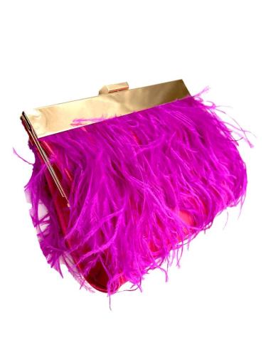 BOLSOS FUCSIAS DE FIESTA CON PLUMAS VAPOROSAS IDEAL INVITADAS Y MADRINAS BODA