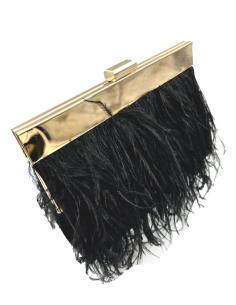 BOLSOS NEGROS FIESTA CON PLUMAS VAPOROSAS IDEAL INVITADAS Y MADRINAS BODA