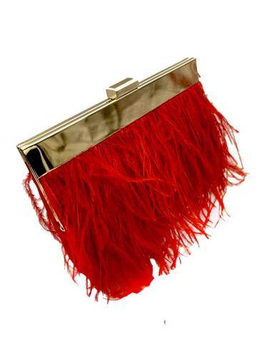 BOLSOS ROJOS FIESTA CON PLUMAS VAPOROSAS IDEAL INVITADAS Y MADRINAS BODA