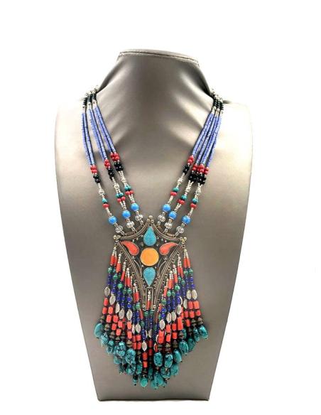 COLLARES MUJER DE PLATA TIBETANA Y PIEDRA NATURAL ESTILO BOHO