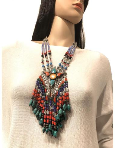 COLLARES MUJER DE PLATA TIBETANA Y PIEDRA NATURAL ESTILO BOHO