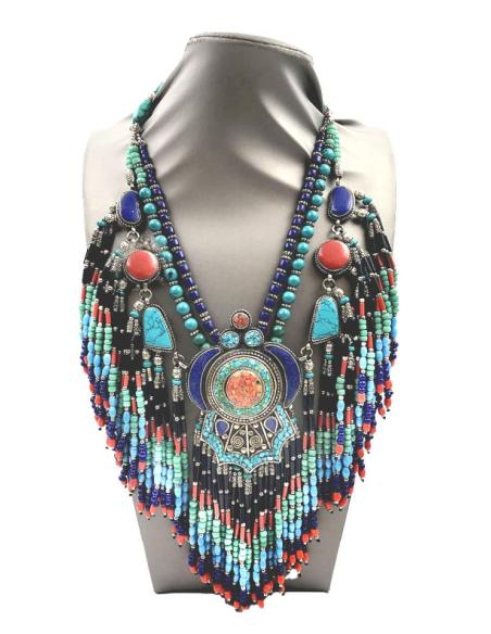 COLLARES DE PLATA PARA MUJER JOYERIA TIBETANA ESTILO INDIOS NAVAJOS