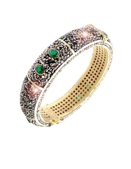 PULSERAS MUJER PARA EVENTOS CIRCON CON JADE VERDE SUTIL CONTRASTE