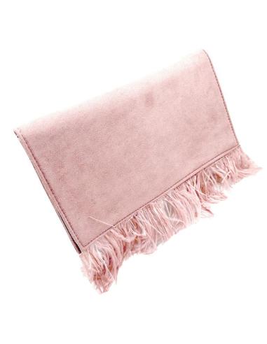 BOLSOS ROSAS CON PLUMAS CARTERA ESTILOSA PARA BODAS Y COMUNIONES