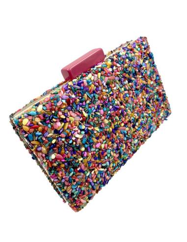 BOLSOS DE FIESTA PEDRERIA MULTICOLOR PARA BODAS MADRINAS E INVITADAS