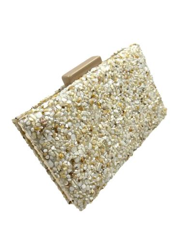 BOLSOS DE BODA PARA NOVIAS CON PEDRERIA BLANCA Y BEIGE ANACARADO