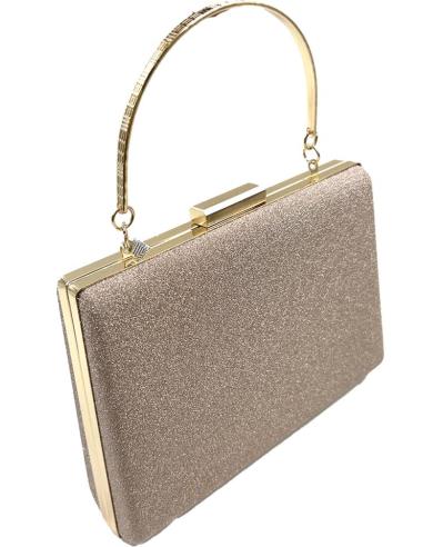 BOLSOS DE FIESTA DORADOS CON ASA METALICA RIGIDA PARA BODAS