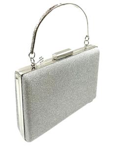 BOLSOS DE FIESTA PLATEADOS CON ASA METALICA RIGIDA PARA BODAS