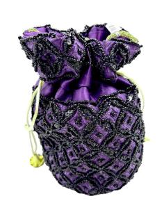 BOLSOS DE FIESTA MORADOS Y NEGROS LIMOSNERA BODAS Y EVENTOS