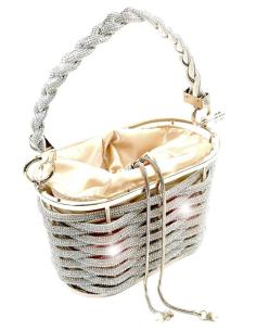 BOLSOS DE FIESTA PLATEADOS PARA BODAS BAUTIZOS Y EVENTOS CAJA TRENZADA CON CRISTAL
