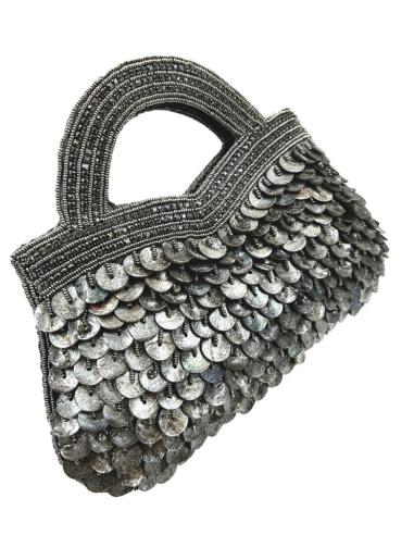 BOLSOS PLATEADOS DE NACAR Y ASA COQUETA PARA BODAS