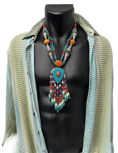 COLLARES HOMBRE PLATA Y TURQUESA JOYAS NEPAL TIBET MODA BOHO