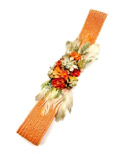 Imagen del producto CINTURONES BODAS NARANJAS CON FLORES Y PLUMAS PARA INVITADAS