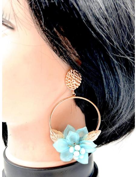PENDIENTES FLAMENCA AZULES DE AROS PARA LA FERIA Y LUCIR PRECIOSA