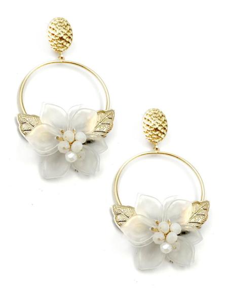 PENDIENTES FLAMENCA BLANCOS DE AROS PARA LA FERIA Y LUCIR PRECIOSA