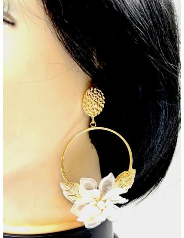 PENDIENTES FLAMENCA BLANCOS DE AROS PARA LA FERIA Y LUCIR PRECIOSA