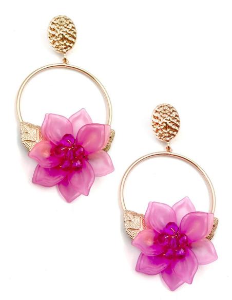 PENDIENTES FLAMENCA FUCSIAS CON AROS GRANDES PARA LA FERIA