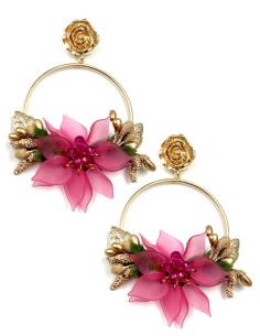PENDIENTES LARGOS FUCSIAS PARA TRAJES DE FLAMENCA