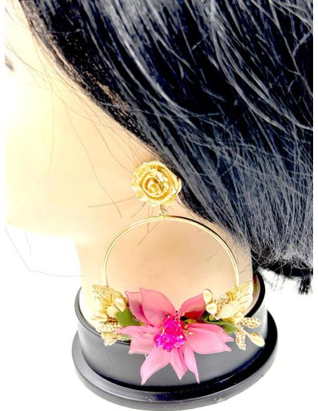 PENDIENTES LARGOS FUCSIAS PARA TRAJES DE FLAMENCA