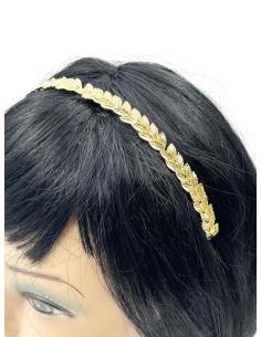 DIADEMAS FIESTA Y BODA DORADAS DECORADAS CON HOJAS PEQUEÑAS 2