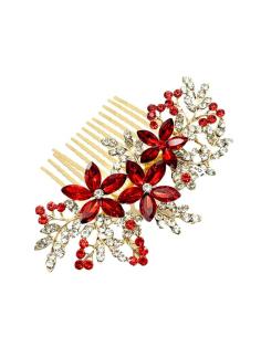 Imagen del producto PEINETAS ROJAS PARA BODAS CON PEDRERIA CRISTAL SOFISTICADA