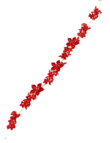 TOCADOS ROJOS DIADEMAS ELEGANTES CON FLORECITAS PARA BODAS Y EVENTOS