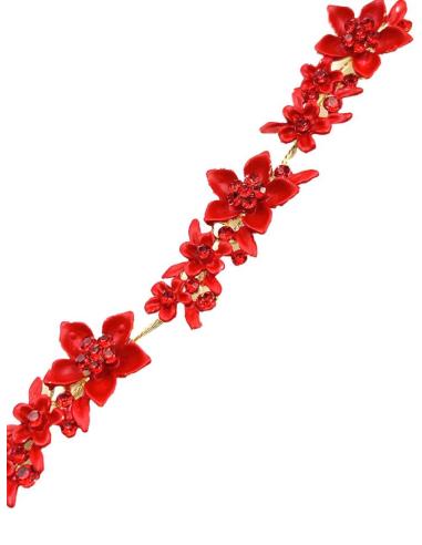 TOCADOS ROJOS DIADEMAS ELEGANTES CON FLORECITAS PARA BODAS Y EVENTOS