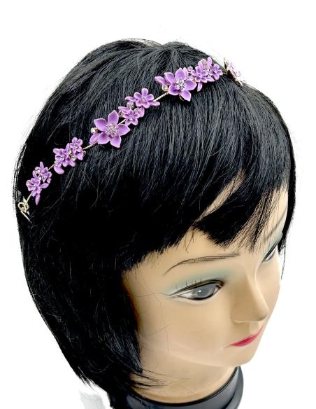 TOCADOS LILAS DIADEMAS ELEGANTES CON FLORECITAS PARA BODAS Y EVENTOS