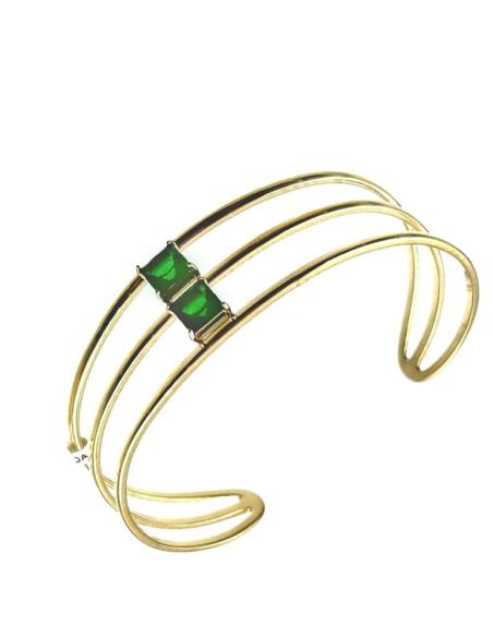 PULSERAS MUJER DORADAS Y VERDES DE FIESTA Y BODA