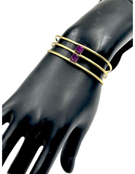 PULSERAS MUJER DORADAS Y MORADAS DE FIESTA Y BODA