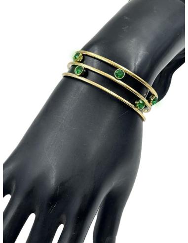 PULSERAS PARA BODAS DORADAS Y VERDES CON CRISTAL BRILLO
