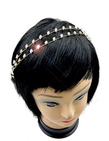 TOCADOS DIADEMAS DORADAS IDEALES PARA BODAS DOBLE HILERA CRISTAL BRILLO