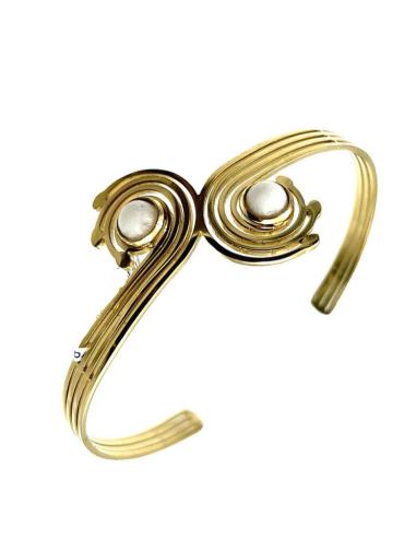 PULSERAS DORADAS Y BLANCAS PARA MUJER DISEÑO DE ESPIRALES
