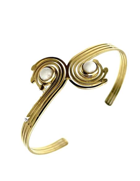 PULSERAS DORADAS Y BLANCAS PARA MUJER DISEÑO DE ESPIRALES
