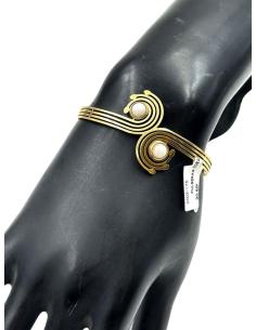 PULSERAS DORADAS Y BLANCAS PARA MUJER DISEÑO DE ESPIRALES 2