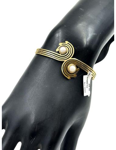 PULSERAS DORADAS Y BLANCAS PARA MUJER DISEÑO DE ESPIRALES