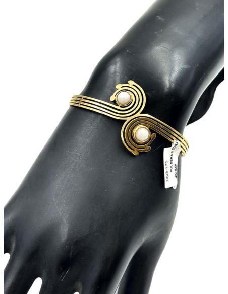 PULSERAS DORADAS Y BLANCAS PARA MUJER DISEÑO DE ESPIRALES