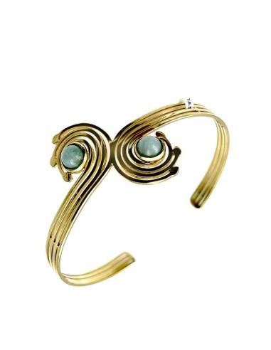 PULSERAS DORADAS Y VERDES AGUA PARA MUJER DISEÑO DE ESPIRALES