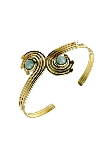PULSERAS DORADAS Y VERDES AGUA PARA MUJER DISEÑO DE ESPIRALES