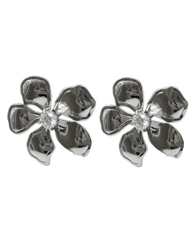 PENDIENTES PEQUEÑOS Y CORTOS CON FLOR Y CIRCONITAS