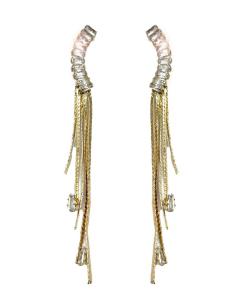 PENDIENTES MUJER LARGOS DORADOS PARA BODAS DE NOCHE Y EVENTOS