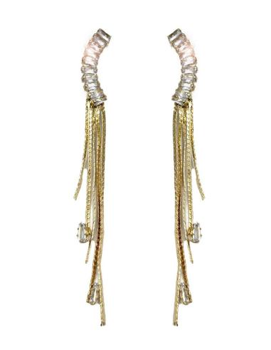 PENDIENTES MUJER LARGOS DORADOS PARA BODAS DE NOCHE Y EVENTOS