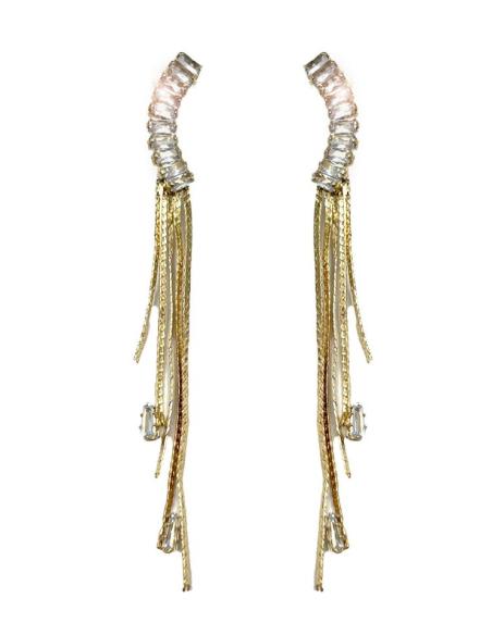 PENDIENTES MUJER LARGOS DORADOS PARA BODAS DE NOCHE Y EVENTOS