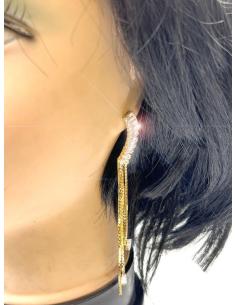 PENDIENTES MUJER LARGOS DORADOS PARA BODAS DE NOCHE Y EVENTOS 2