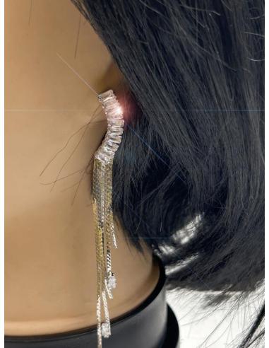 PENDIENTES MUJER LARGOS PLATEADOS PARA BODAS DE NOCHE Y EVENTOS